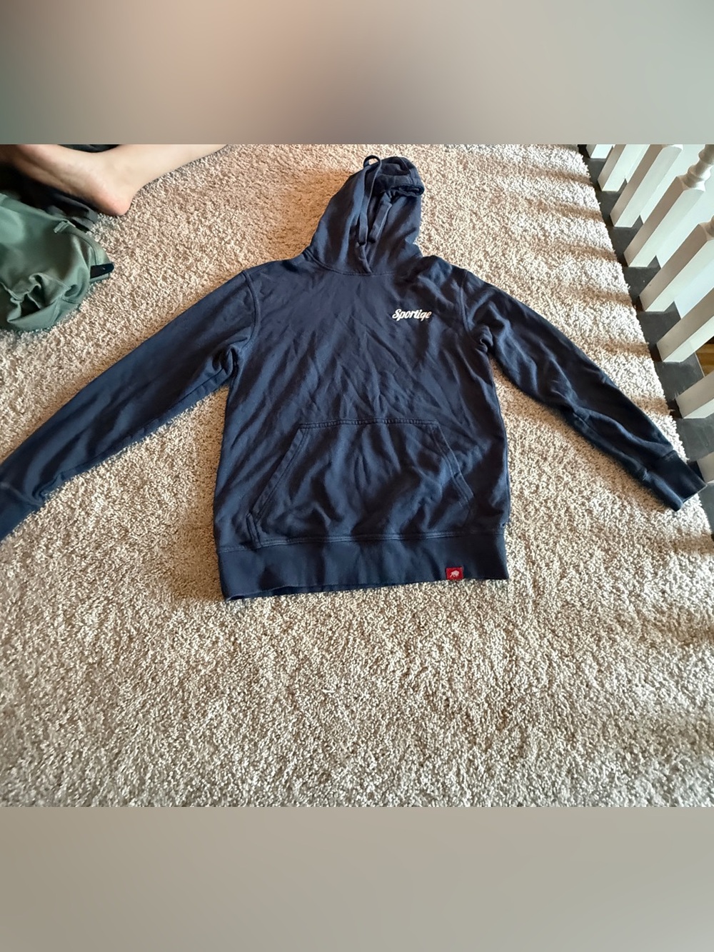 Sportiqe Navy Pullover Hoodie with Script Chest Logo